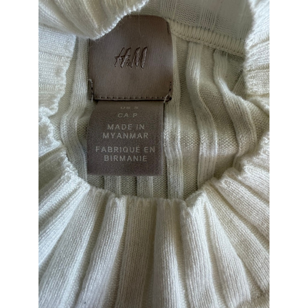 H&M White Ribbed Mock Neck Long Sleeve sweater S - Picture 5 of 5
